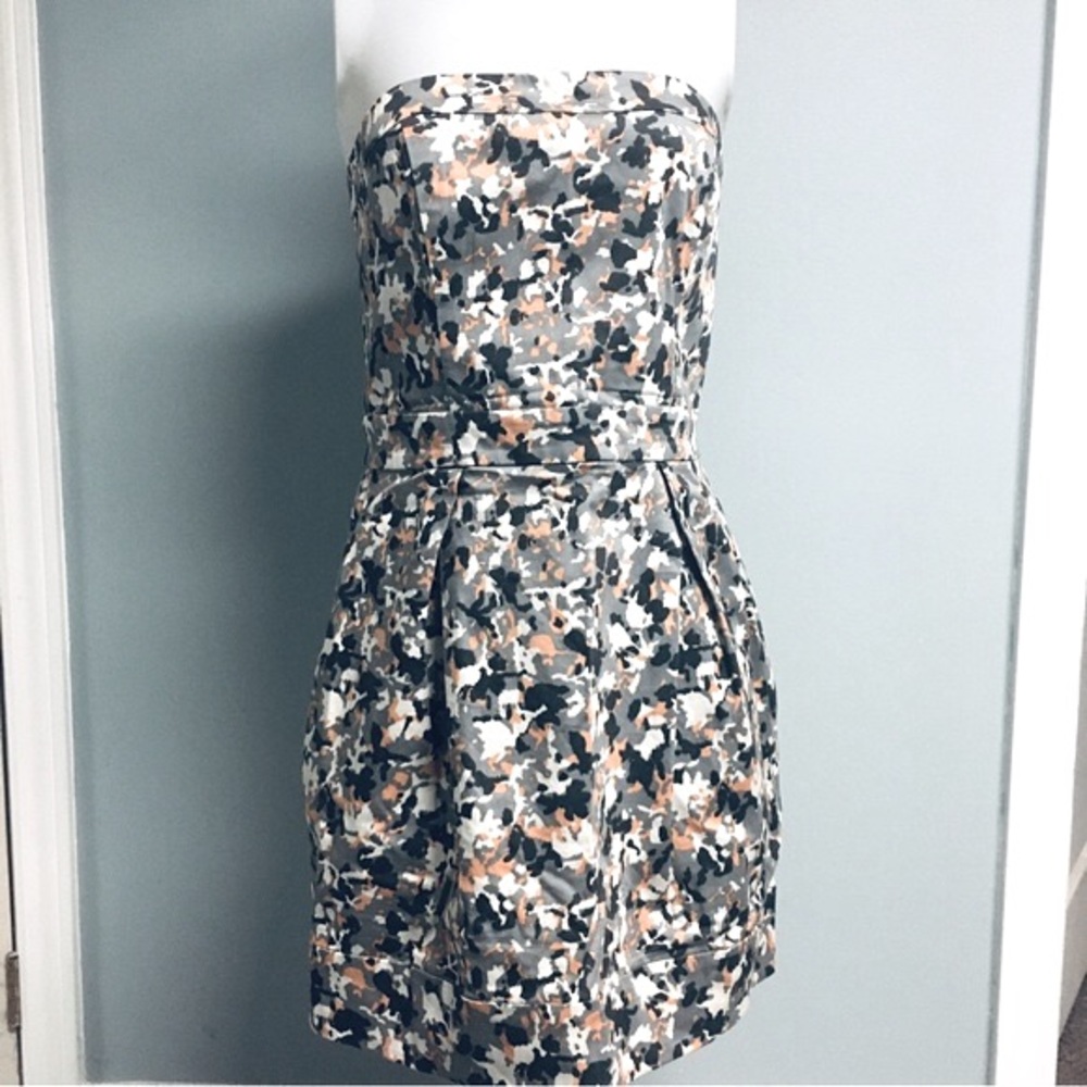 French Connection Strapless Cocktail Party Dress Camouflage Mini